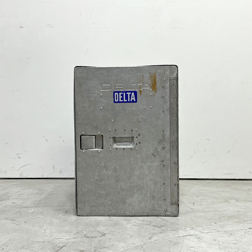 DELTA航空 ビンテージ ギャレーコンテナ ボックス Galley Box アルミ製 1ドア 6段 棚板付き 1960～70`s US Vintage C ●