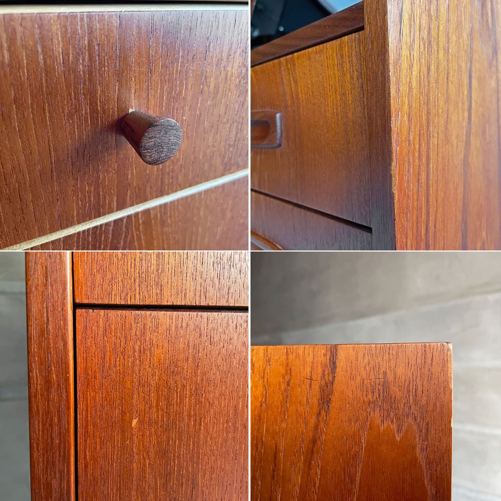 北欧ビンテージ Scandinabian Vintage チーク材 ライティングビューロー ドレッサーデスク キャビネット スライド天板 ミラー付き 北欧家具 ♪