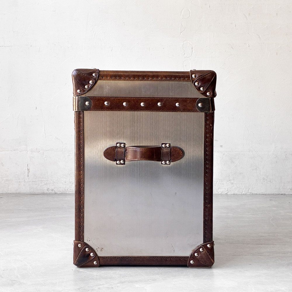 ハロ HALO パリス PARIS トランク TRUNK ブラッシュドスチール サイドテーブル チェスト 英国家具 廃番 定価￥97,900- ★