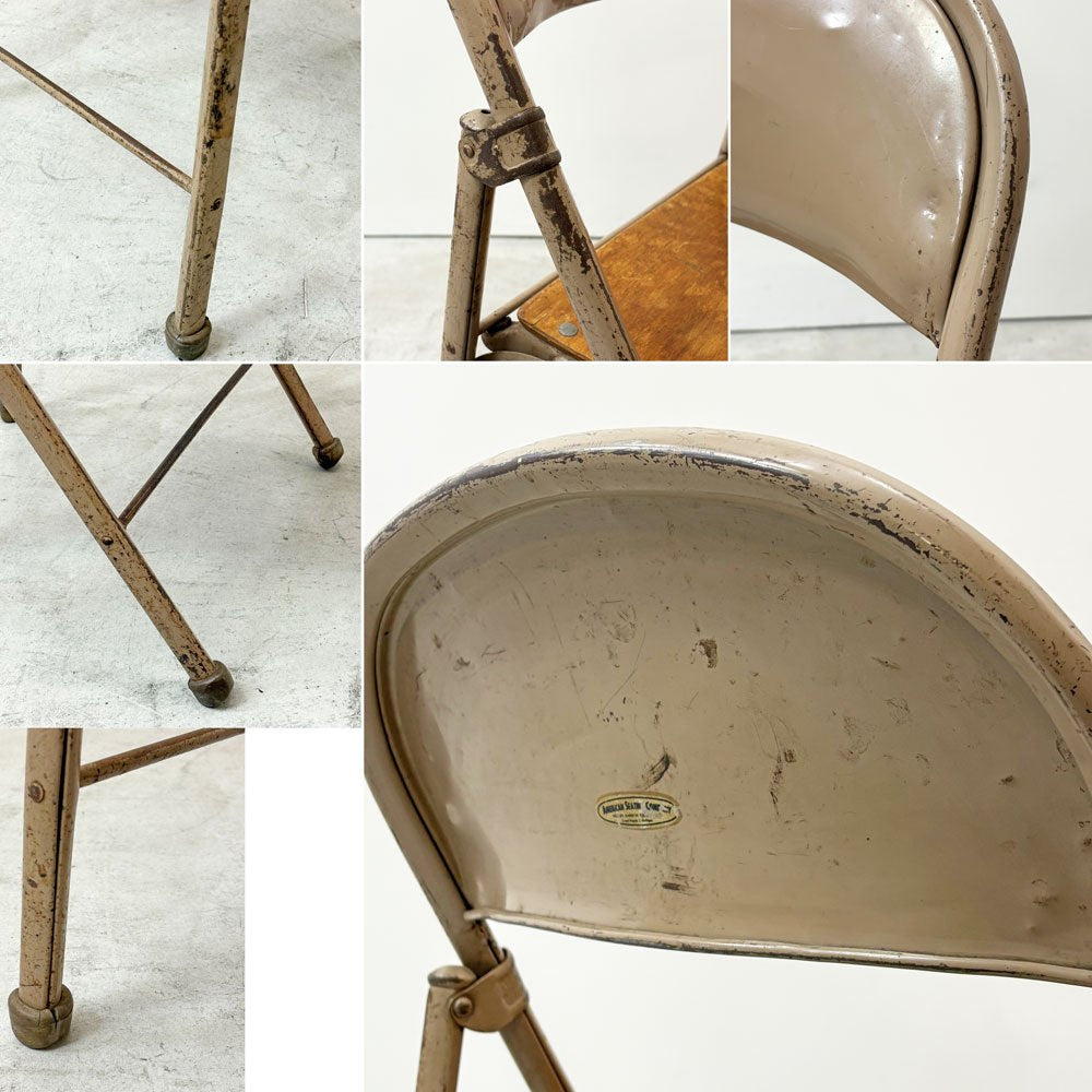 アメリカンシーティングカンパニー AMERICAN SEATING COMPANY フォールディングチェア プライウッド × スチール USビンテージ B ●