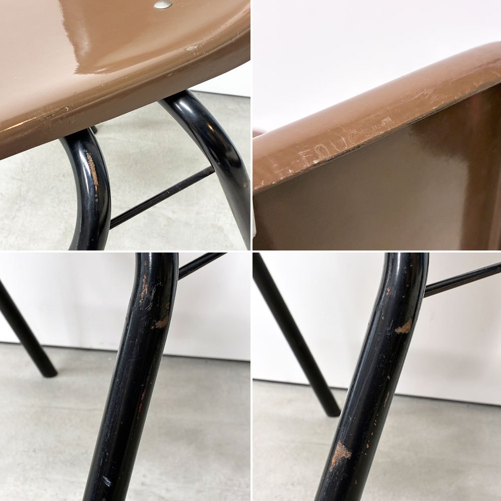 コトブキ KOTOBUKI スタッキングチェア FRP製 シェルチェア スチール脚 ブラウン 剣持勇デザイン ビンテージ ジャパニーズミッドセンチュリー A ◎