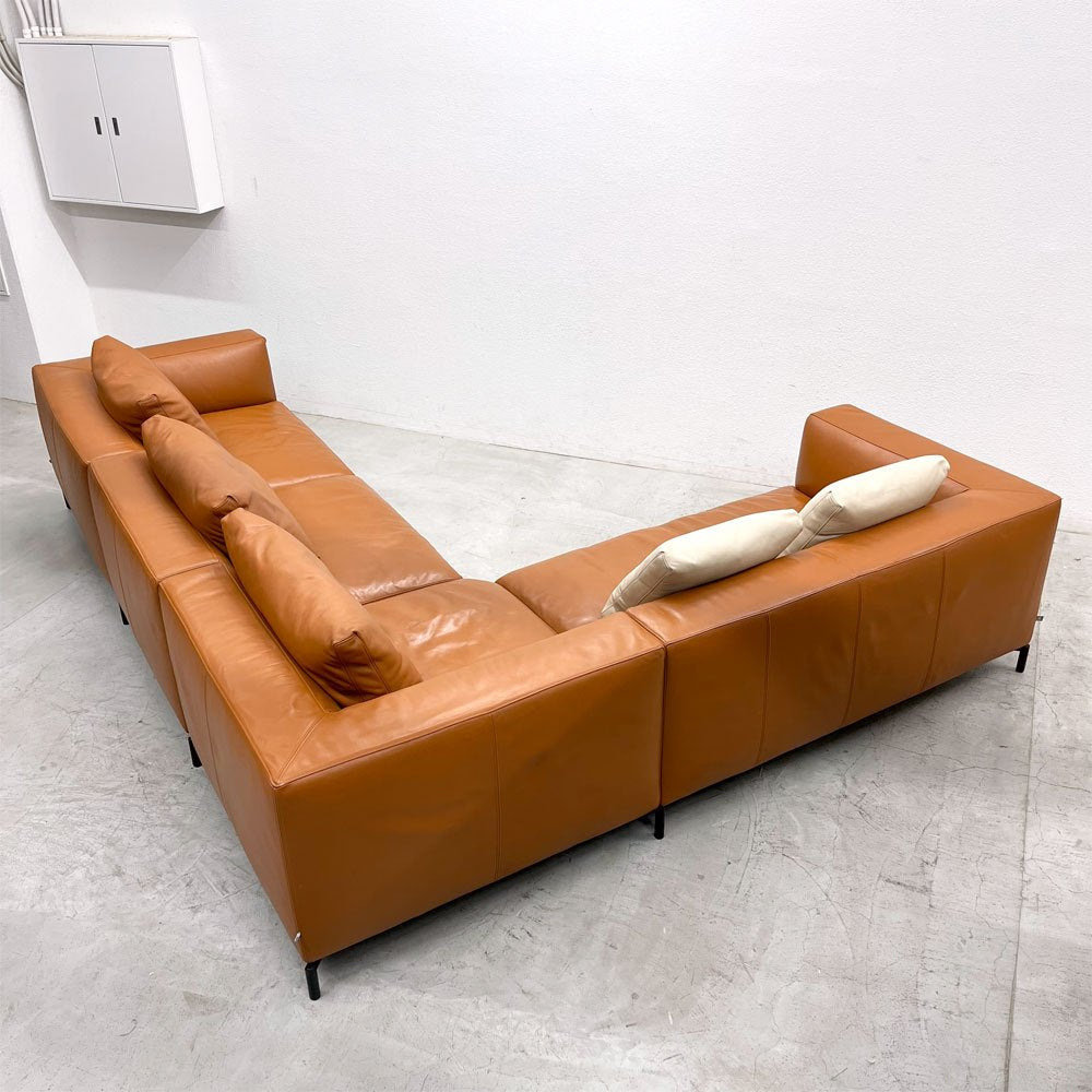 アイラーセン eilersen サバンナ SAVANNA システムソファ L字ソファ 左・右アーム ＋コーナー ＋ アームレス 4点セット 本革 ブラウン デンマーク ACTUS取扱 〓