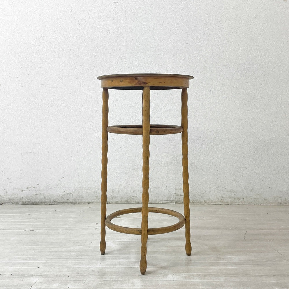 ヨーロピアンビンテージ European Vintage 木製フラワースタンド 花台 プラントスタンド H68cm カントリースタイル シャビーシック ●