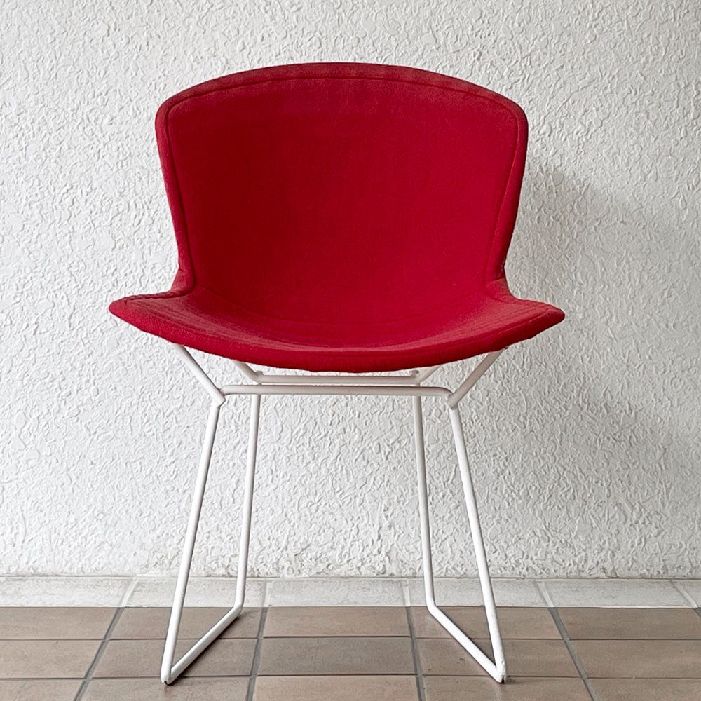 ノル Knoll 420 サイドチェア ワイヤーチェア ホワイト レッド フルカバー ハリー・ベルトイア Harry Bertoia ミッドセンチュリー 名作椅子 ◇