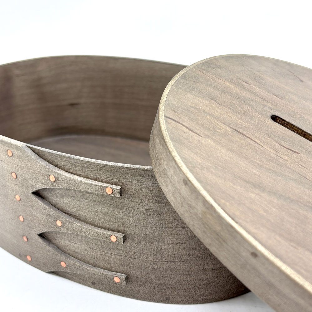 井藤昌志 IFUJI シェーカー オーバル ティッシュボックス Oval TISSUE BOX gray 草木染め イタヤカエデ L25×W17.7×H8.5cm 木工作家 ●