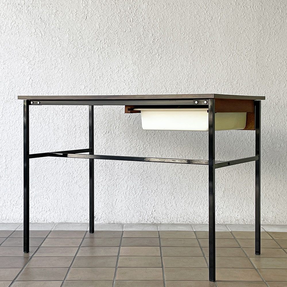 ミューロップ Meurop スモール ワーク デスク W100cm ピエール・ガーリッシュ Pierre Guarich 抽斗1杯 ベルギー ビンテージ ミニマル ◇