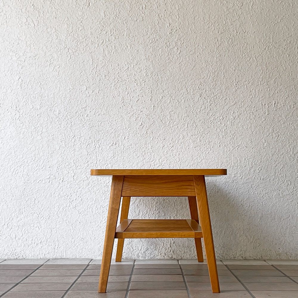 パシフィックファニチャーサービス P.F.S. ローテーブル DH TEA TABLE WITH SHELF Sサイズ W102cm ナラ材 ライトブラウン マガジンラック付 ◇