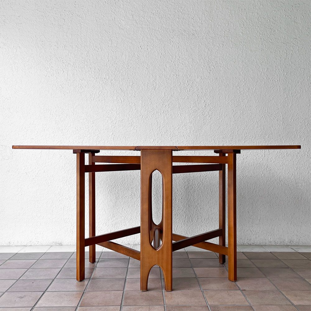 ジェンティーク Jentique ゲートレッグ テーブル gate leg table チーク材 スクエア クロスレッグ バタフライテーブル UKビンテージ 英国家具 ◇
