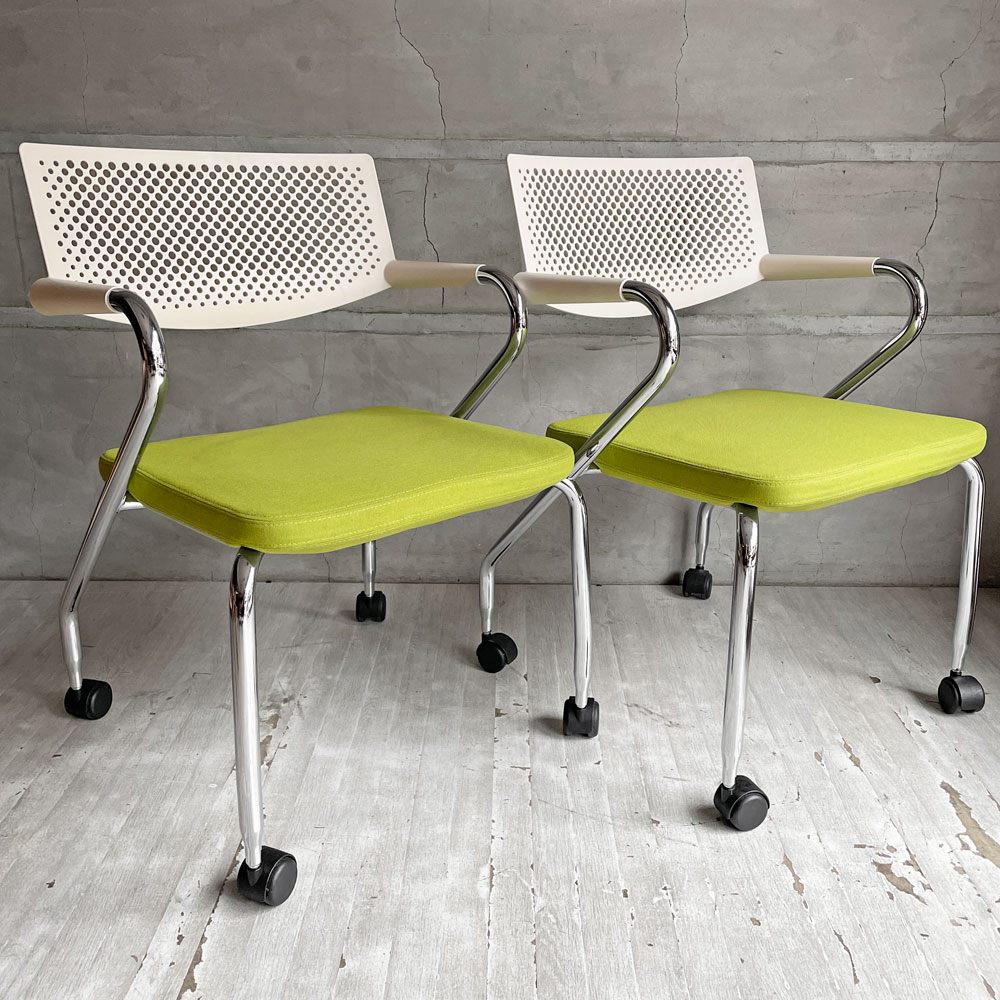 ヴィトラ vitra ビザロール Visaroll デスクチェア スタッキングチェア キャスター ファブリック アントニオ・チッテリオ 2脚SET ♪