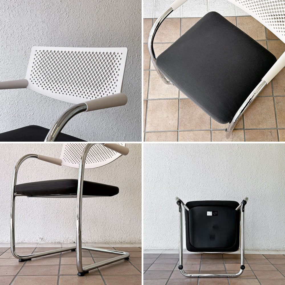 ヴィトラ vitra ビザビ2 Visavis2 アームチェア デスクチェア ホワイト/グレー系 カンティレバー スタッキング可能 アントニオ・チッテリオ A ◇