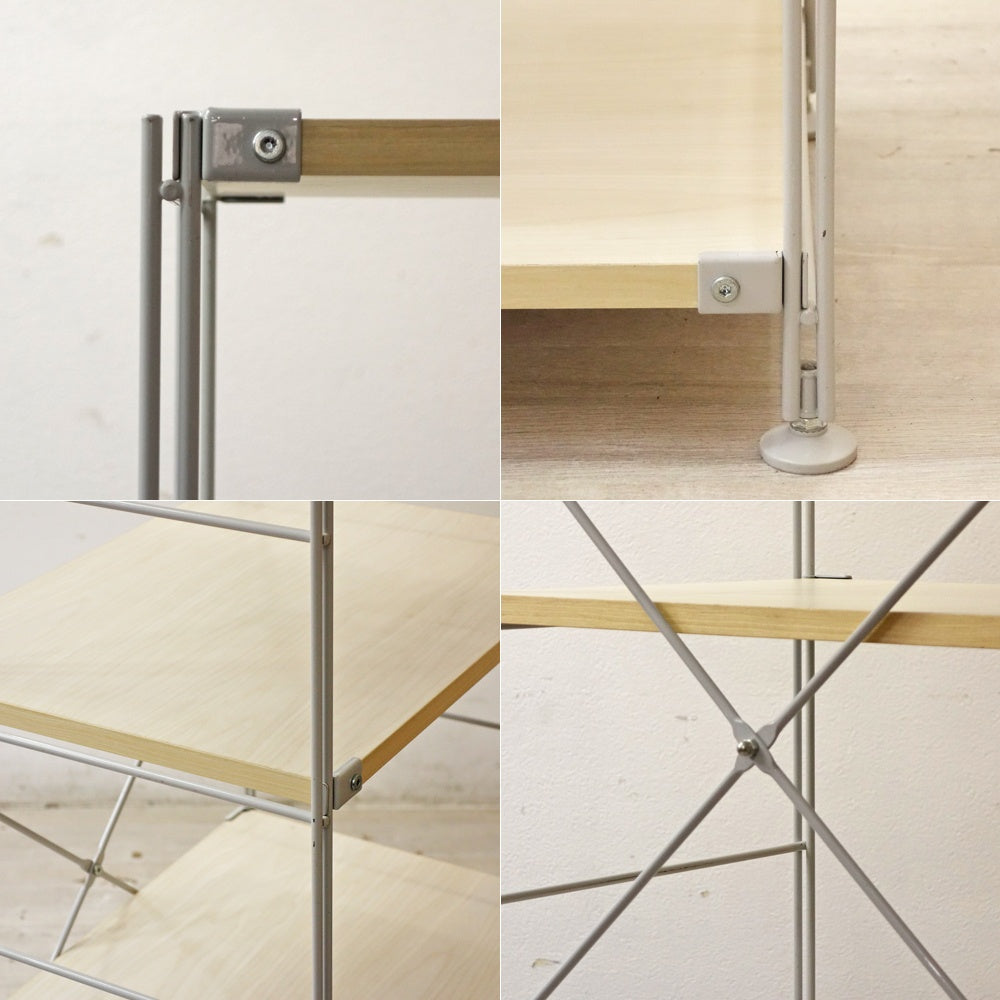 無印良品 MUJI スチールユニットシェルフ オープンシェルフ 5段 W58cm H175㎝ 木製棚板 帆布バスケット ●