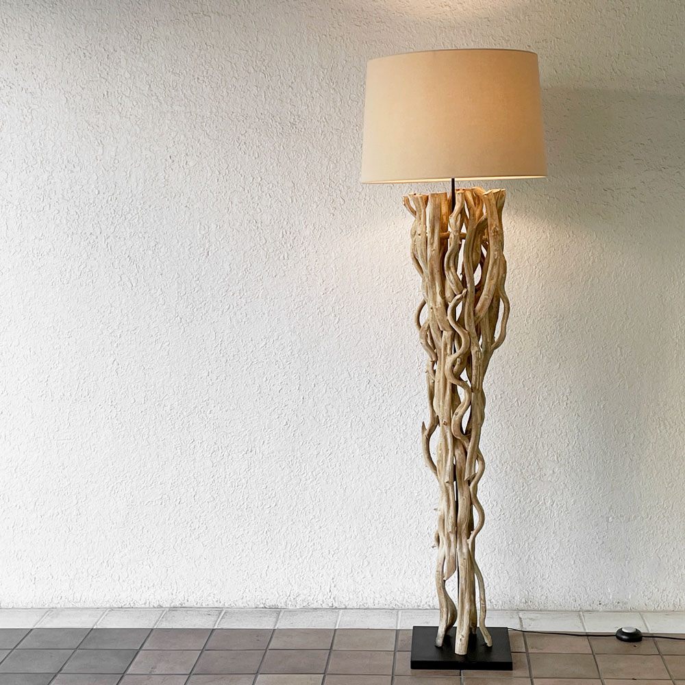 IDC大塚家具 OTSUKA スカルトゥーラ OTH-SCULTURA-B/F フロアランプ 天然木 × コットンシェード モダンデザイン 定価￥120,000- ◇