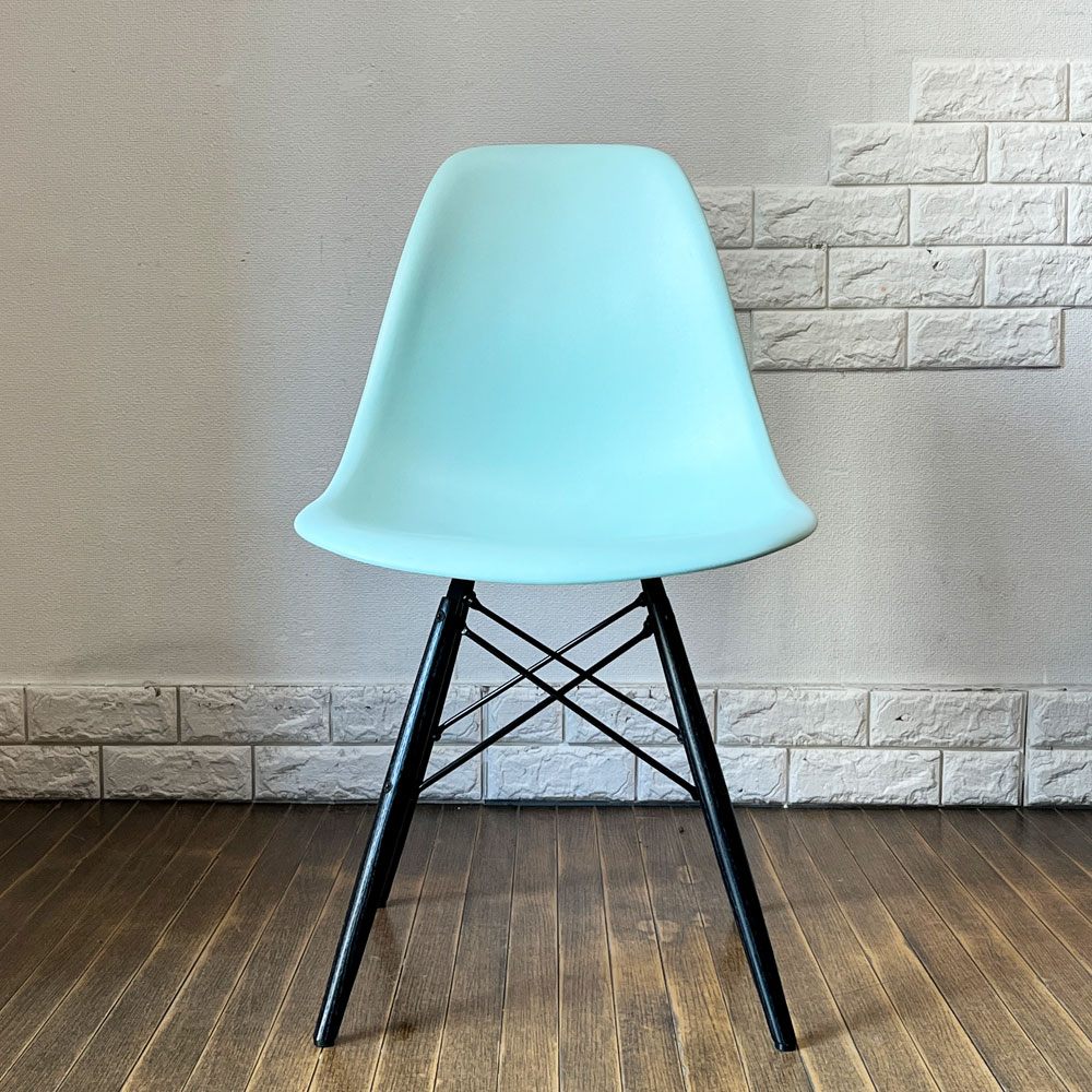 ハーマンミラー HermanMiller サイドシェルチェア ドゥエルレッグ DSW アクアスカイ × エボニー ポリプロピレン製 イームズ ミッドセンチュリー ◎