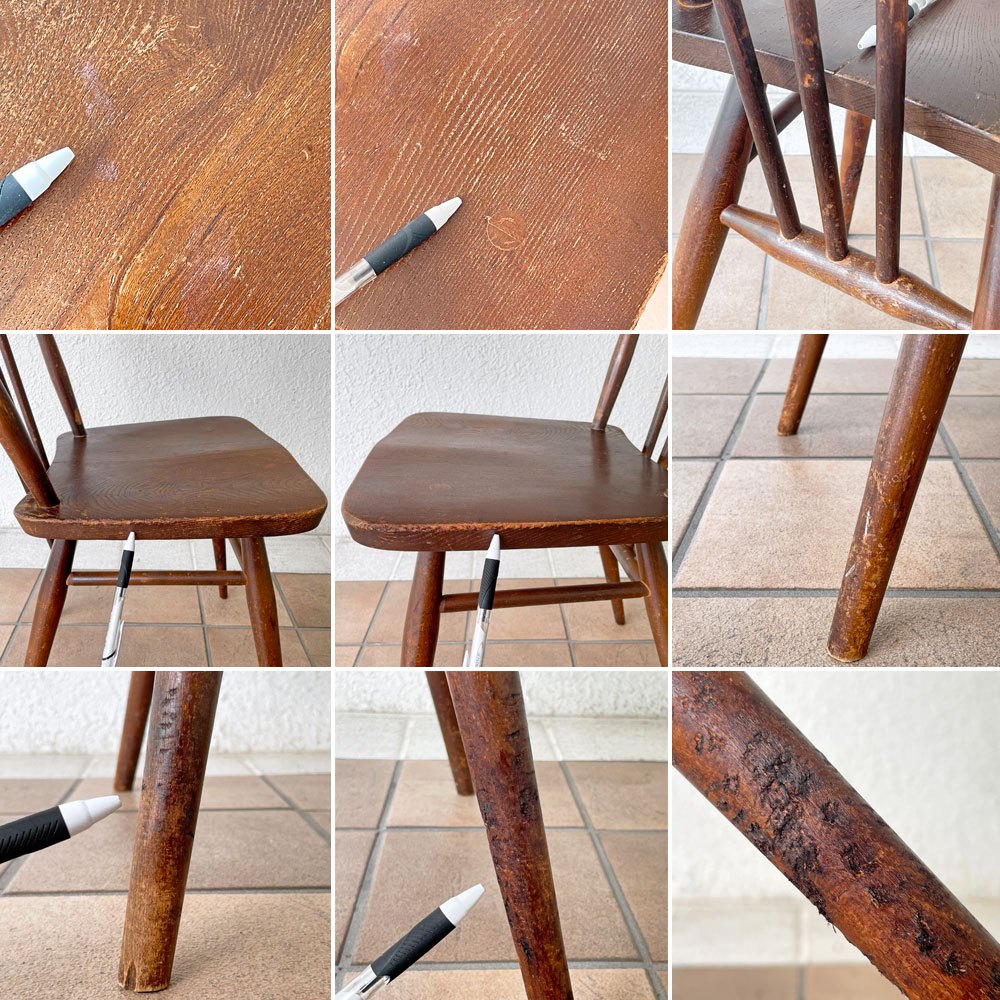 アーコール Ercol スティックバックチェア ダイニングチェア エルム材 UKビンテージ Vintage 英国家具 ◇