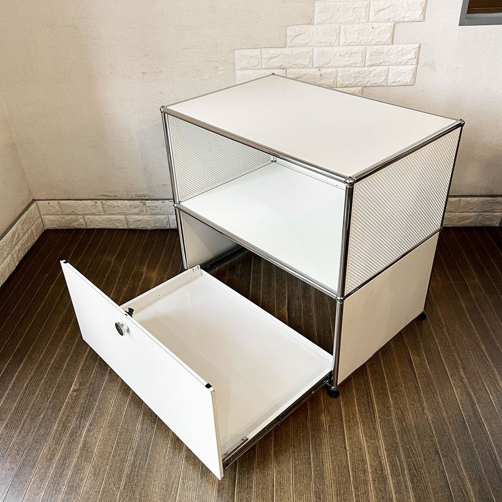 ユーエスエムハラー USM Haller モジュラーファニチャー ハラーシステム キャビネット 1列2段 ピュアホワイト エクステンションドア×1 スイス 参考価格約18万円 ◎