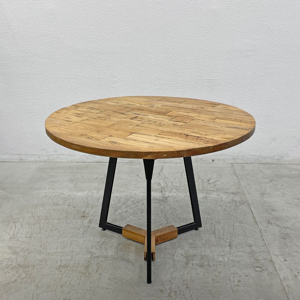 ジャーナルスタンダード ファニチャー JOURNAL STANDARD FURNITURE フェンディ FENDY ラウンドダイニングテーブル チーク古材 Φ100cm 〓