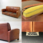 トラックファニチャー TRUCK FURNITURE レザーソファ LEATHER SOFA 3シーター 牛革 ブラウン 参考定価￥610,000- 廃番 ●