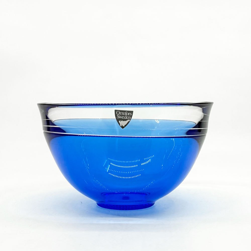 オレフォス Orrefors ネプトゥーヌス Neptunus ガラスボウル Φ14cm ラーズ・ヘルステン Lars Hellsten インカルモ 北欧 スウェーデン ●