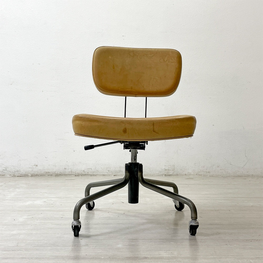 トラックファニチャー TRUCK FURNITURE デスクワークチェア DESKWORK CHAIR アームレス 本革 スタッズ スチールフレーム 昇降機能付 キャスター付 定価￥140,800- ●