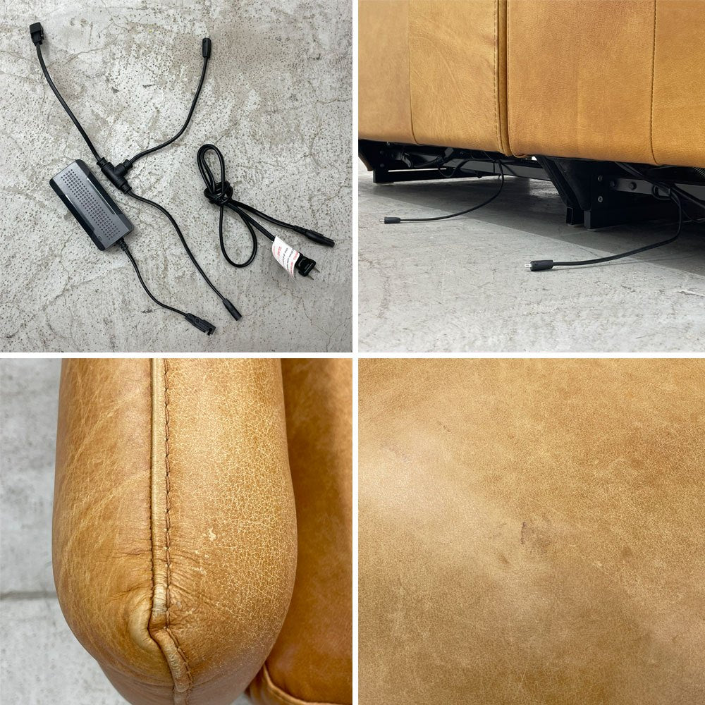 ジャーナルスタンダード journal standard Furniture シェフィールド SHEFFIELD リクライニングソファ 2.5人掛け W186cm 本革 キャメル 電動式 定価￥308,000円 〓