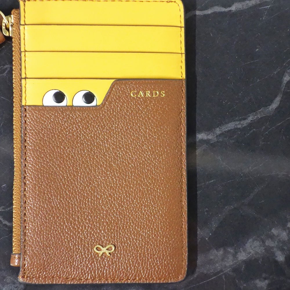 アニヤハインドマーチ ANYA HINDMARCH Peeping Eyes ジップ カードケース パスケース ゴートレザー ◎