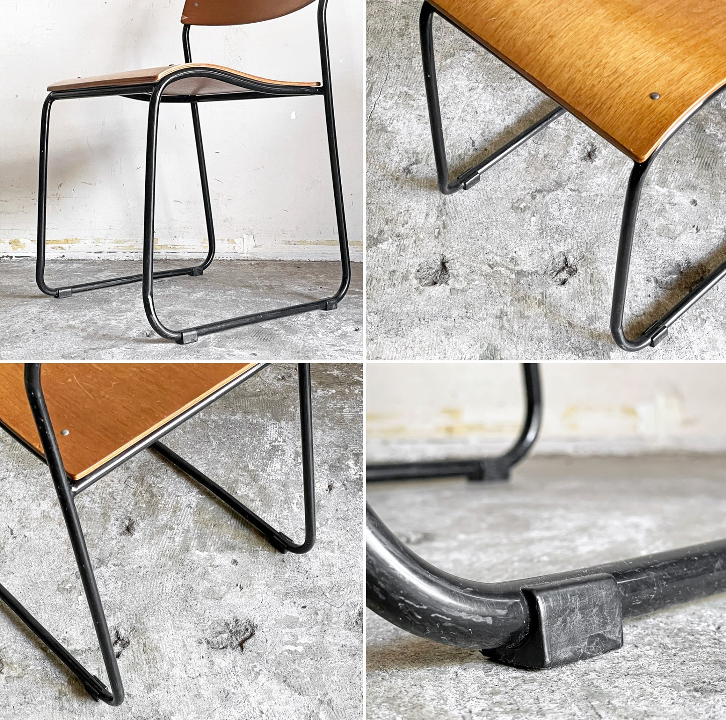 クラッシュゲート CRASH GATE ノットアンティークス Knot antiques ブルーノチェア RP6 BLUNO CHAIR スタッキングチェア プライウッド スチールレッグ ブラック 関家具 B ■