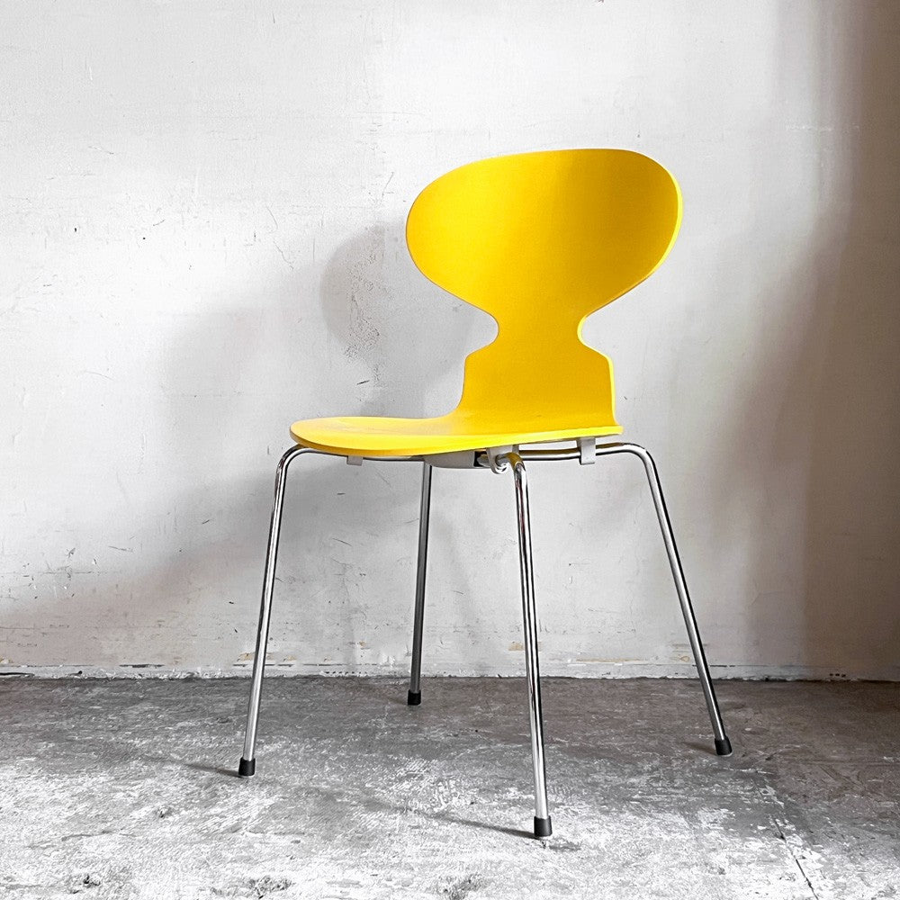 フリッツハンセン Fritz Hansen アントチェア ANT CHAIR 4本脚 イエロー ラッカー仕上げ 2002年製 アルネ・ヤコブセン デンマーク 北欧家具 ■