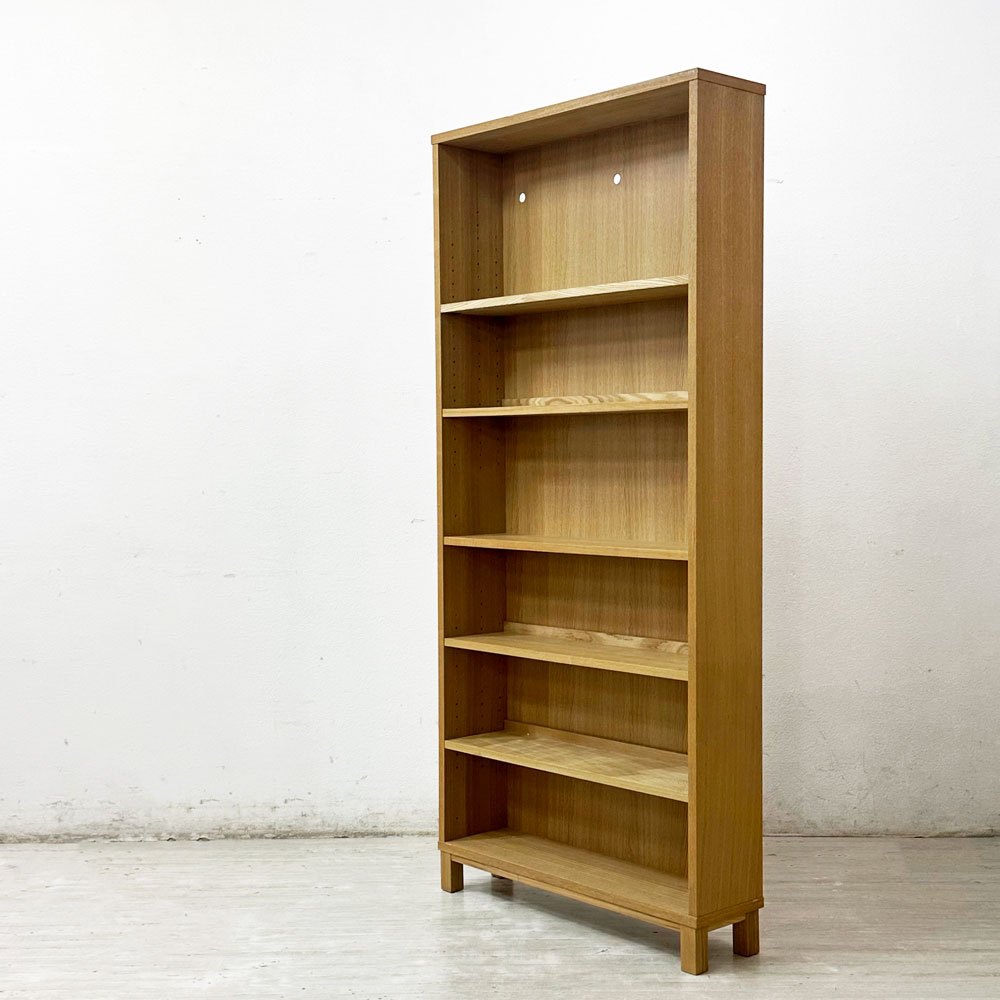 無印良品 MUJI オーク材 薄型ラック ワイド大 W80×D21×H175.5cm 6段 本棚 ブックシェルフ ●
