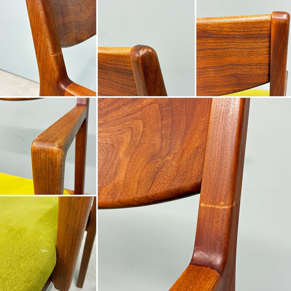 木蔵 BOKURA ピーチェア P chair ハーフアーム ダイニングチェア ウォールナット ファブリックシート イエローグリーン 北欧モダン 定価￥43,890- A ◎