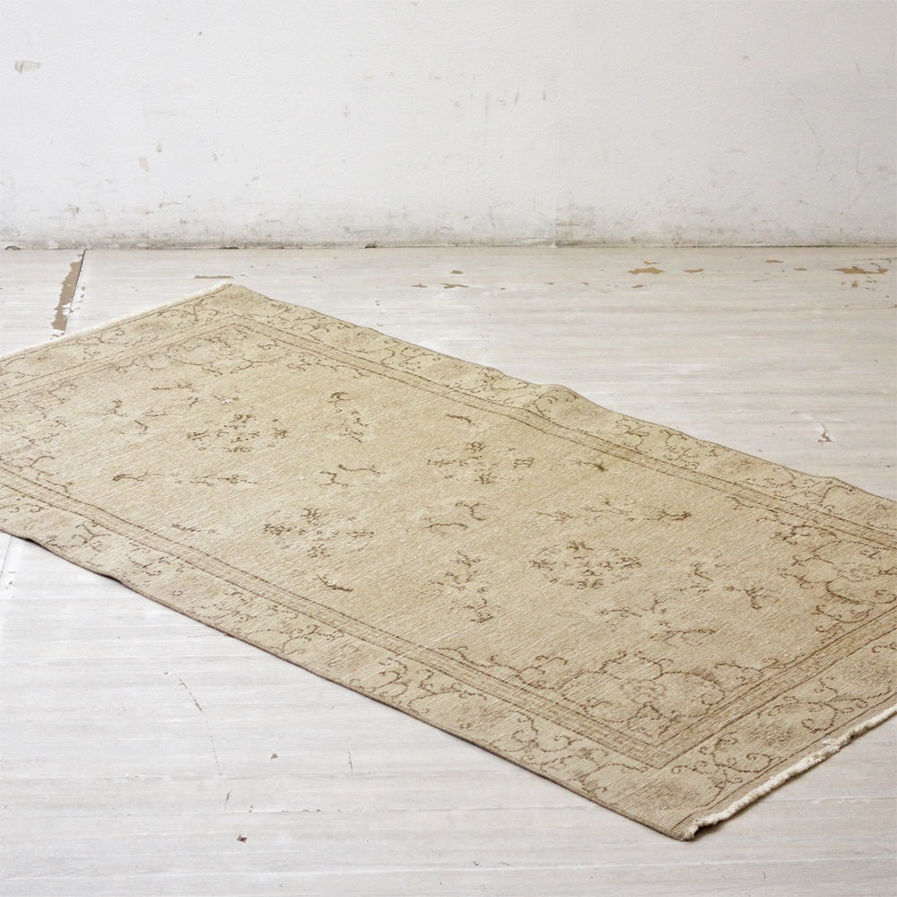 トルコ ビンテージ オーバーダイラグ 手織り キリムラグ 207cm x 103cm ヴィンテージラグ ●