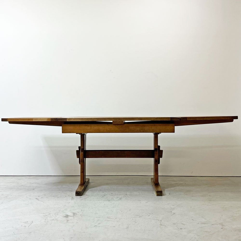 フランスビンテージ France Vintage オーク無垢材 ドローリーフテーブル エクステンション ダイニングテーブル 伸長式 アンティーク シャビーシック ●