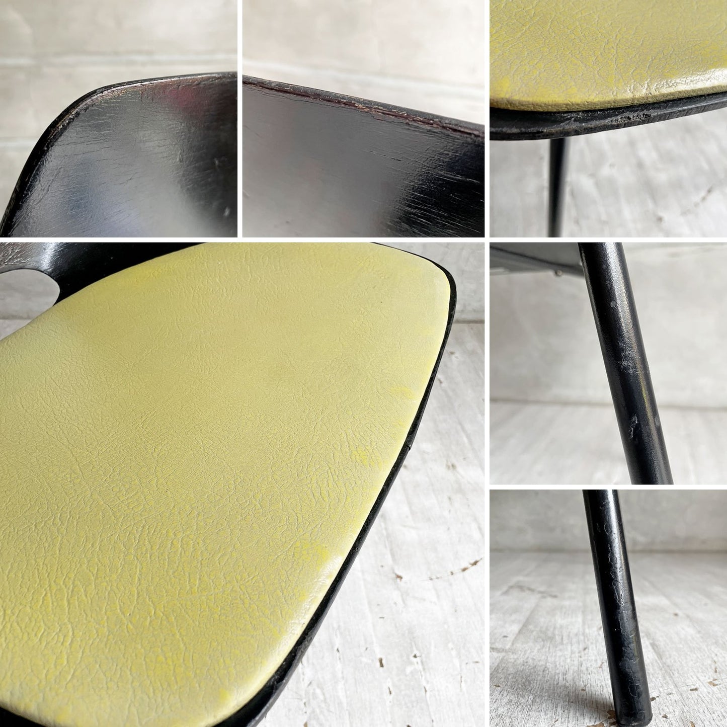 シュタイナー Steiner トノーチェア Tonneau Chair ダイニングチェア プライウッド ブラック クッション付き ピエール・ガーリッシュ Pierre Guarich フランス ビンテージ 希少 ♪