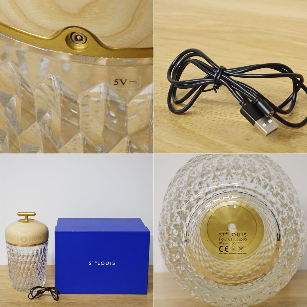 サンルイ SAINT-LOUIS フォリア FOLIA ポータブルランプ クリスタル LED どんぐりランプ H29cm エルメス HERMES ◎