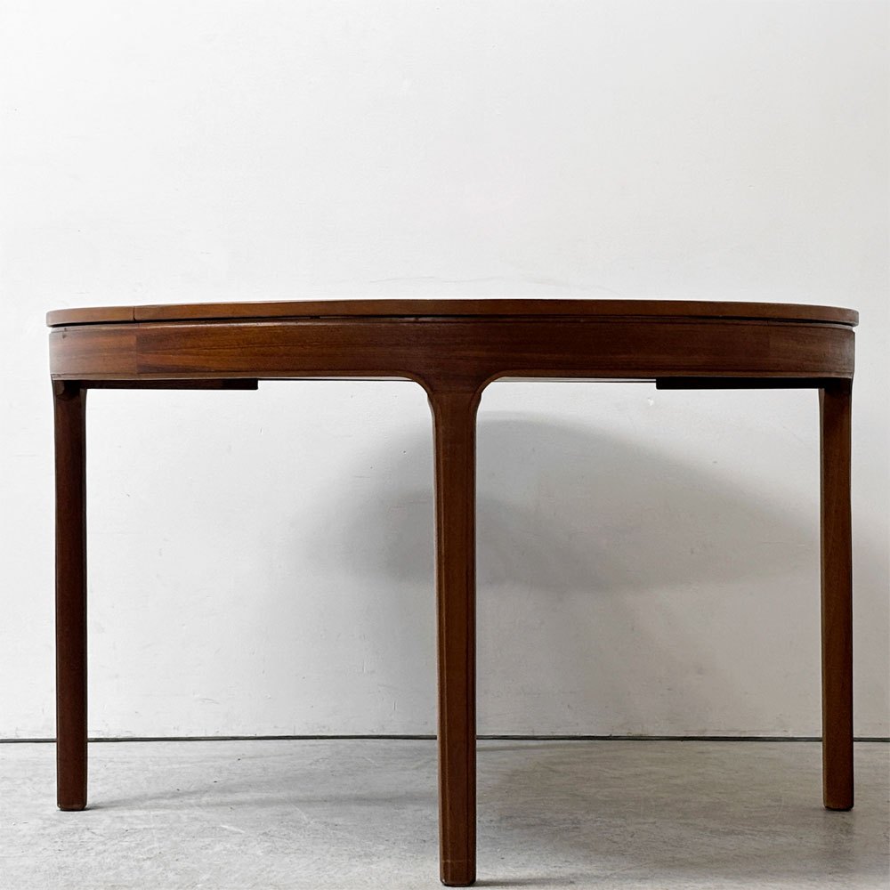 ネイサンファニチャー NATHAN Furniture チーク材 エクステンション ダイニングテーブル 伸長式 ラウンド W122cm 英国家具 UKビンテージ ●