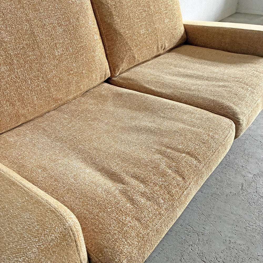 モモナチュラル MOMO Natural パトル PATORU SOFA W CUSHION 2人掛けソファ カバーリングファブリック イエロー系 オーク材脚 W155cm 定価￥117,000-以上 〓