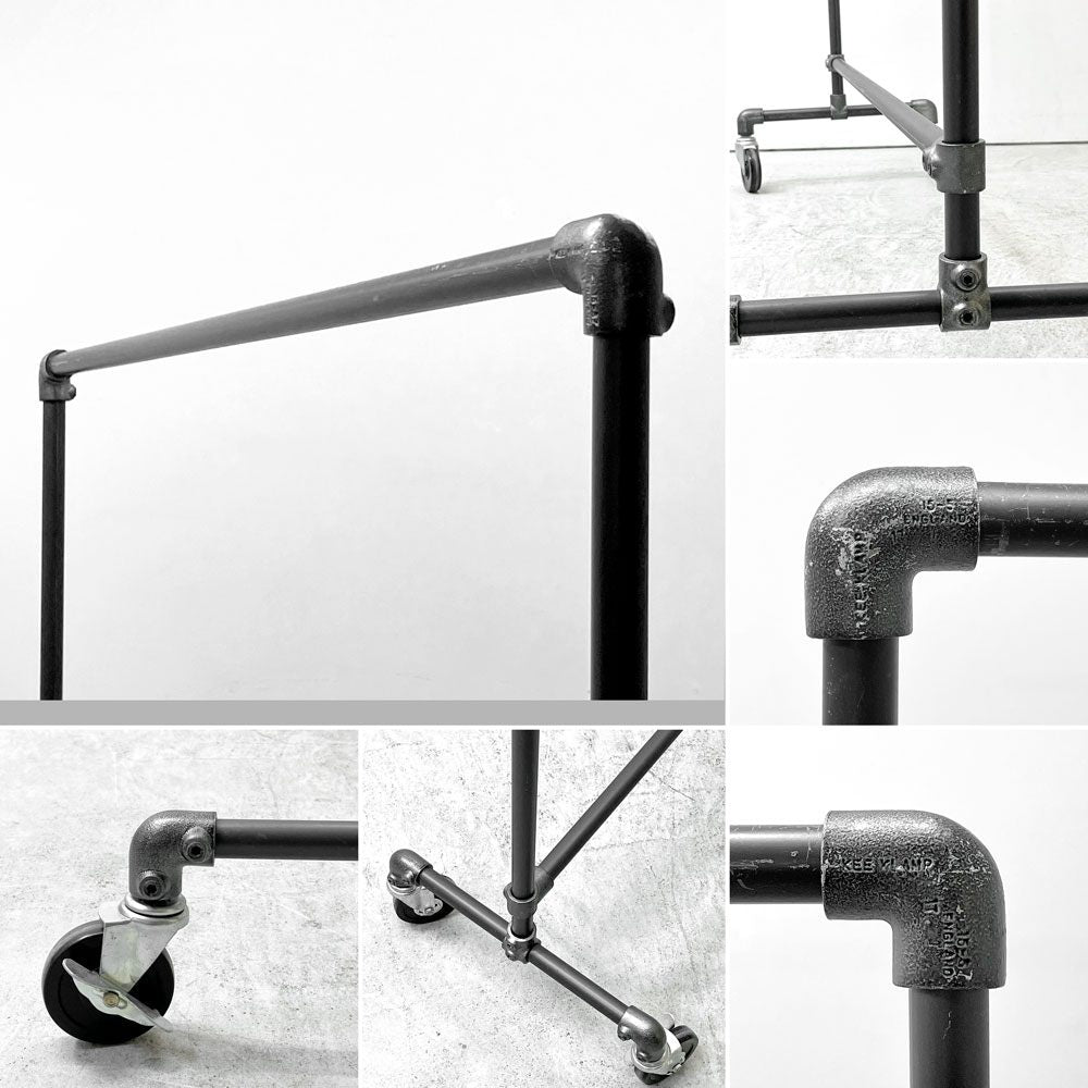 インダストリアルデザイン Industrial Design ハンガーラック 水道管パイプ ガス管 オーダー品 キャスター付き 店舗什器 B ●