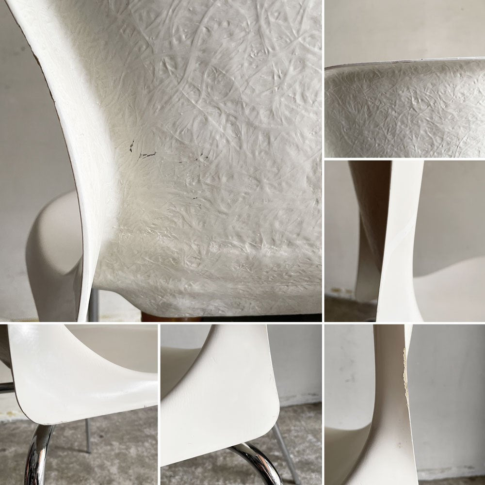 イデー IDEE ヨーンチェア YAWN CHAIR FRP ホワイト ダイニングチェア 岡嶌要 スペースエイジ 廃番 ■