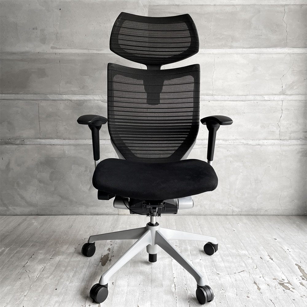 オカムラ okamura バロンチェア Baron Chair デスクチェア WORKAHOLIC特注モデル エクストラローバック グラデーションサポートメッシュ ヘッドレスト 座面クッション仕様 ジョルジェット・ジウジアーロ 定価￥227,590- ♪