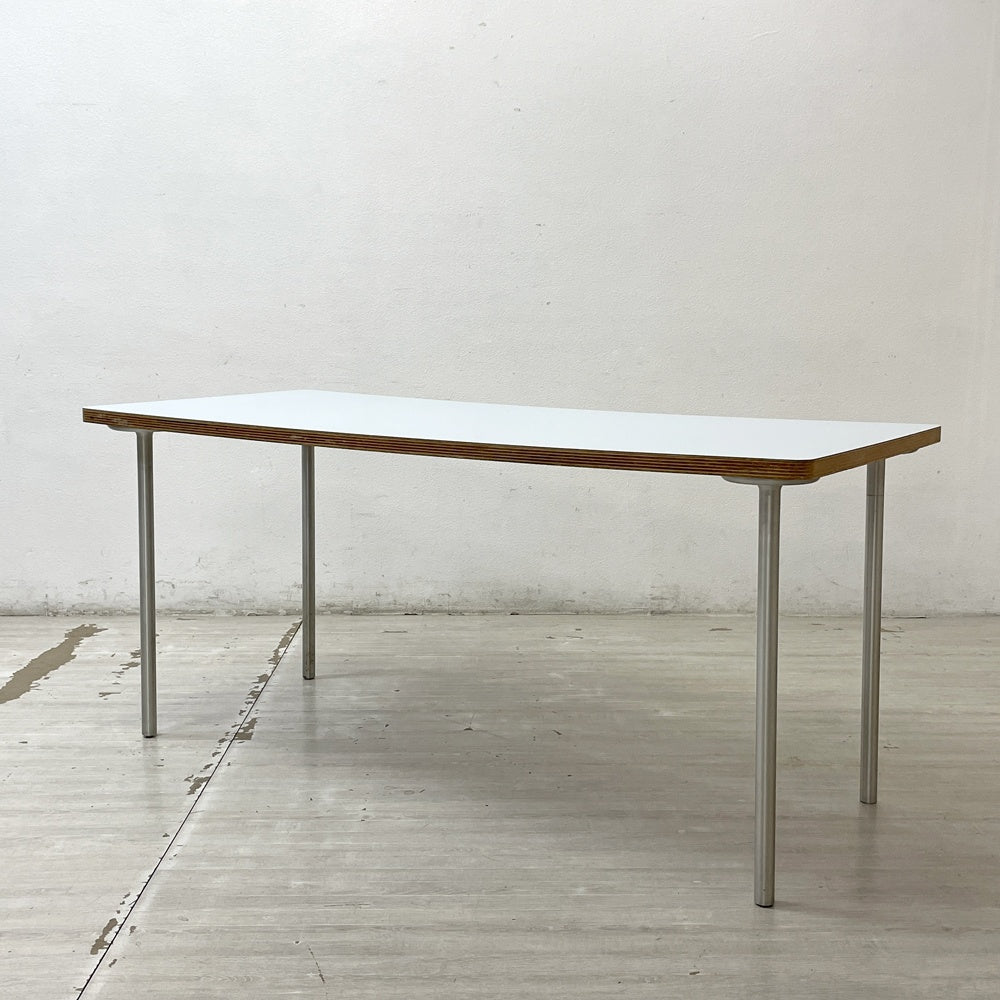 イデー IDEE バリエーションテーブル VARIATION TABLE ダイニングテーブル ワークテーブル ラミネート天板 ライトブルー スチール 希少 廃番 B ●