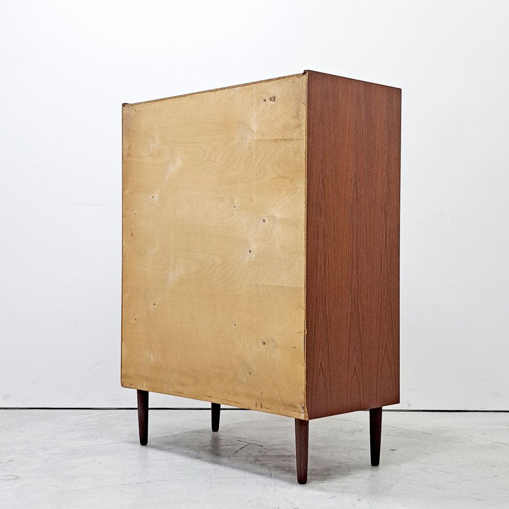 北欧ビンテージ Scandinabian Vintage チェスト 6ドロワーズ チーク材 H108cm デンマーク 北欧家具 鍵欠品 ●
