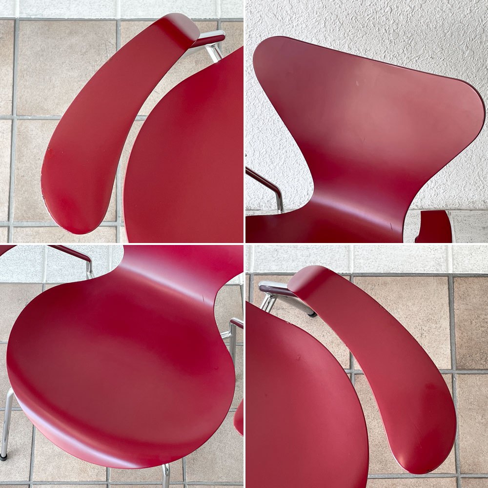 フリッツハンセン Fritz Hansen 3207 セブンチェア アームチェア ラッカー ダークレッド アルネ ヤコブセン 北欧家具 ◇