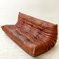 リーンロゼ ligne roset トーゴ TOGO 3Pソファ 3人掛けソファ 本革 ブラウン ミッシェル・デュカロワ Michel Ducaroy ●