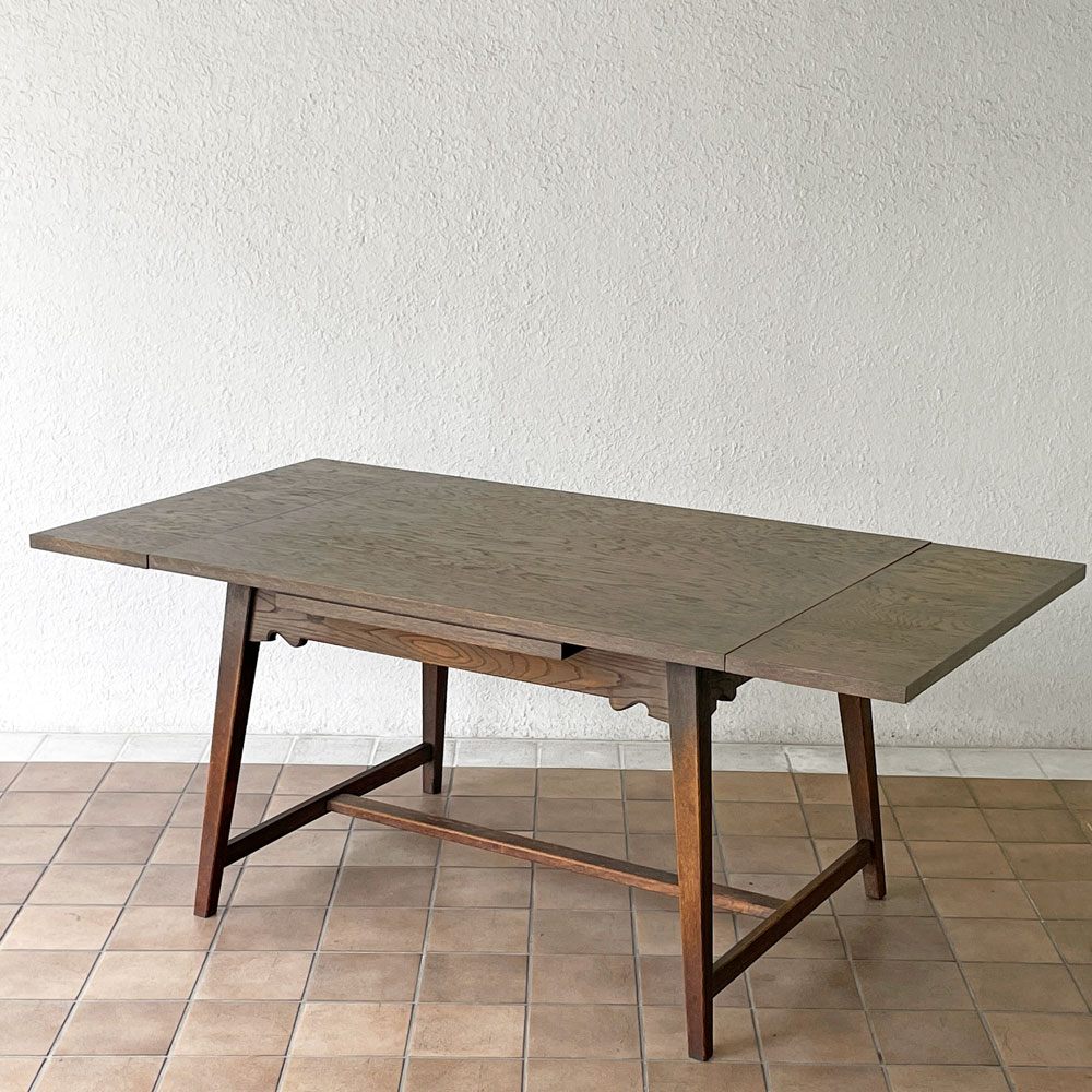 永田良介商店 伸長式 ダイニングテーブル ナラ材 エクステンション 120-150-180cm アトリエテーブル 神戸洋家具 ◇