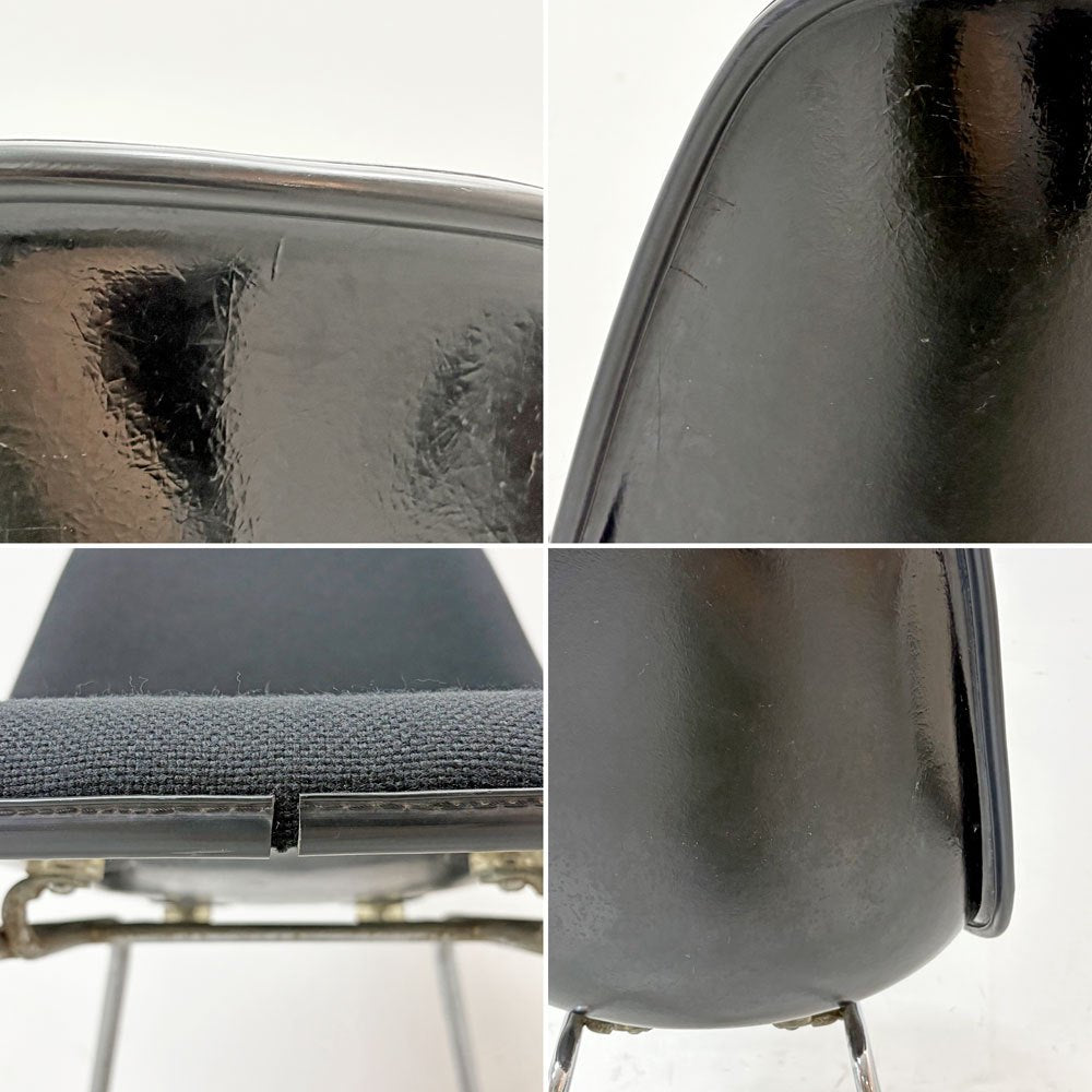 ハーマンミラー Herman Miller サイドシェルチェア モダンファニチャーセールス MFS製 FRP アプホルスター 座面張替済み ブラック Hベース C&Rイームズ ビンテージ ●