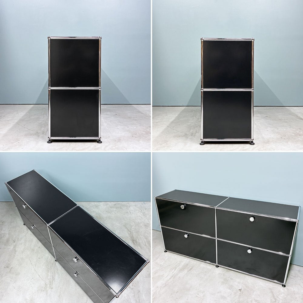 ユーエスエムハラー USMハラー USM Haller モジュラーファニチャー キャビネット シェルフ 2列2段 ドロップダウンドア×4 アントラサイト W152㎝ 参考定価￥351,007- ◎