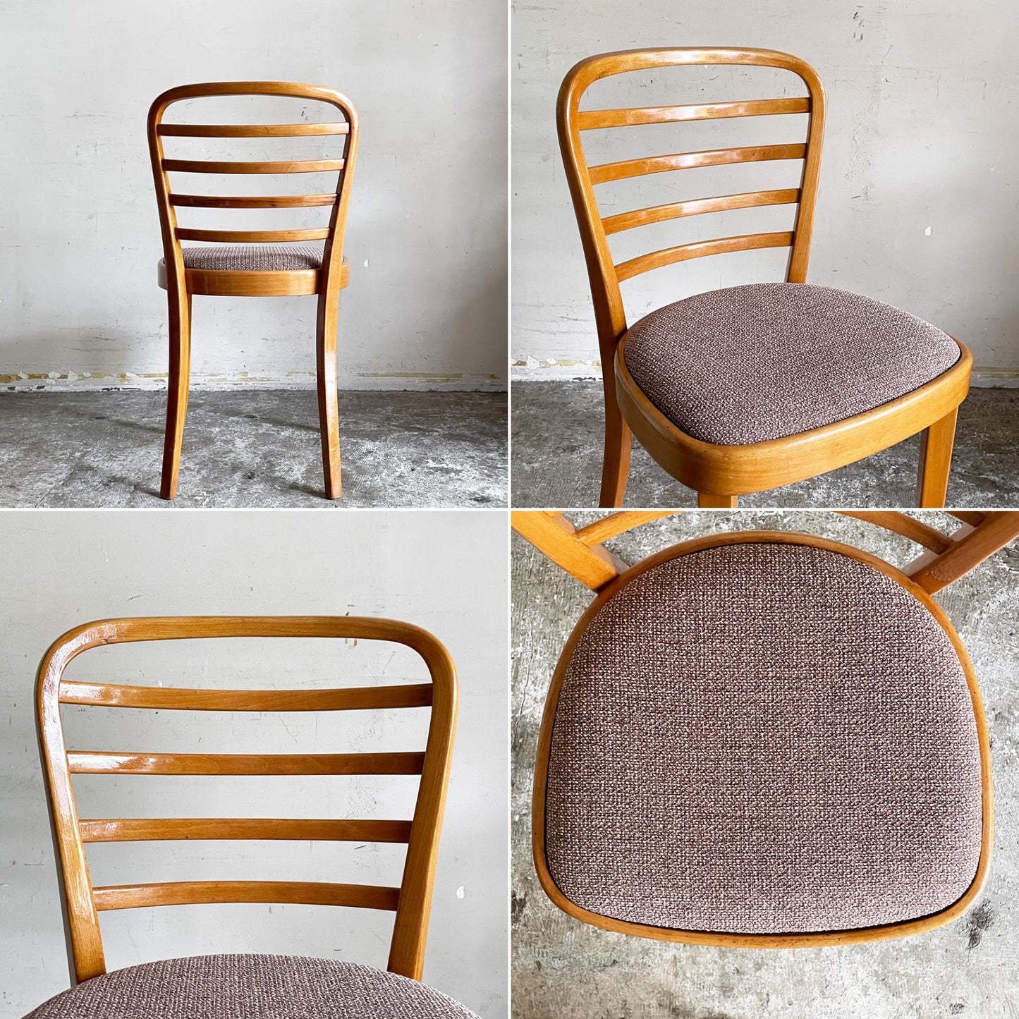 トーネット THONET ライターチェア leiter chair ダイニングチェア ベントウッド ラダーバック ファブリックシート 木製 W44cm ビンテージ ■