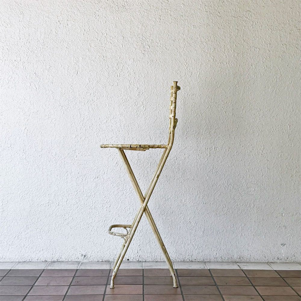 ビンテージ Vintage アイアン カウンターチェア ハイスツール フォールディング 折り畳み フレンチスタイル 屋外使用可 ◇