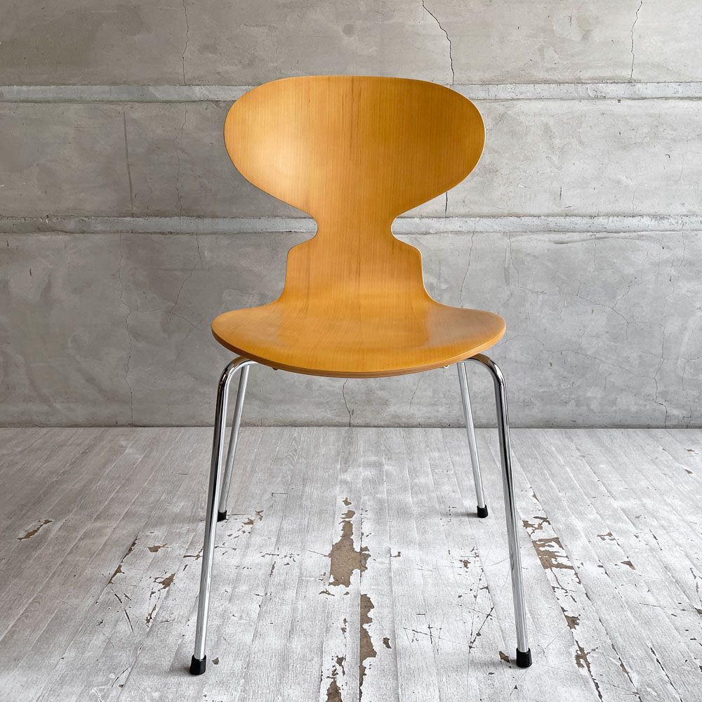 フリッツハンセン Fritz Hansen 3101 アントチェア 4本脚 ナチュラルビーチ材 ラッカー仕上げ アルネ・ヤコブセン 北欧家具 A ♪
