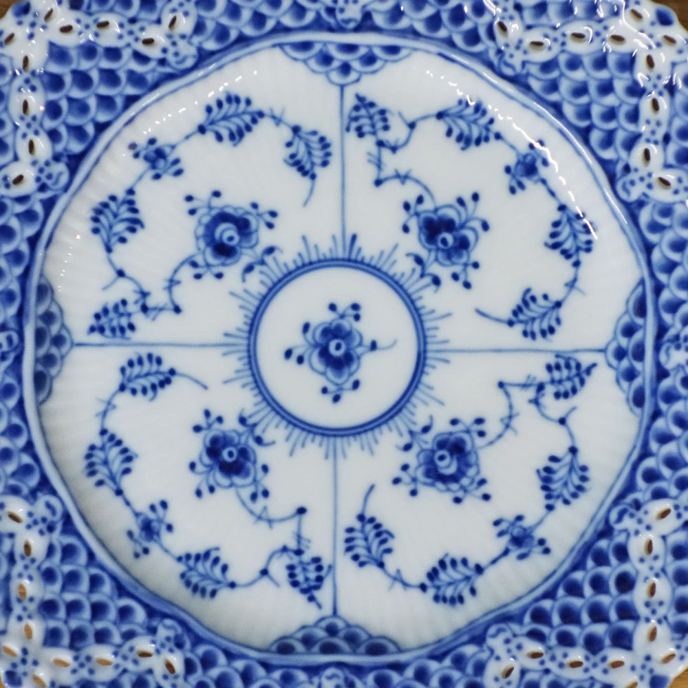 ロイヤルコペンハーゲン ROYAL COPENHAGEN ブルーフルーテッド フルレース プレート ダブルレース 21cm ◎