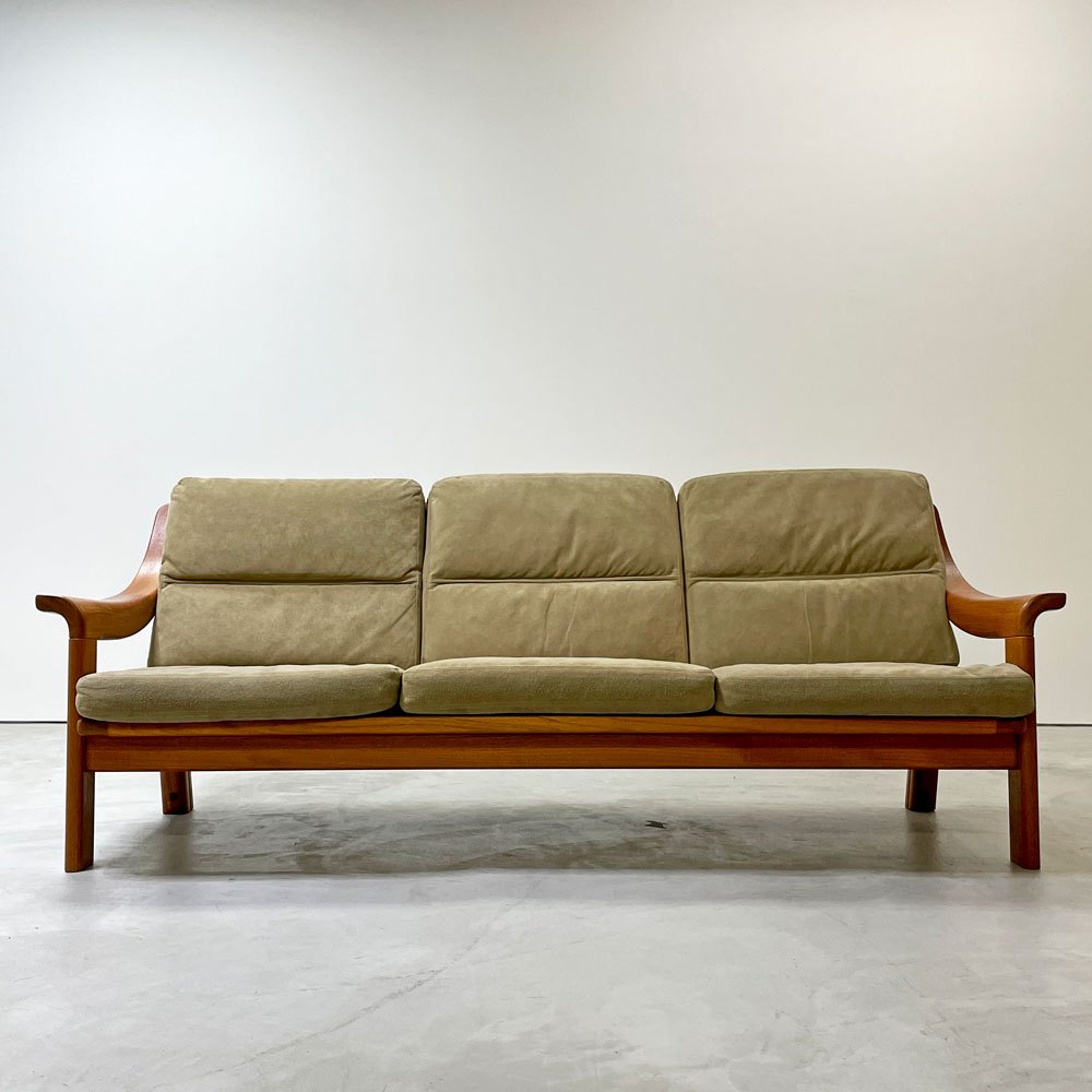 PJ ファニチャー PJ furniture チーク無垢材 3pソファ 3シーター POUL JEPPESEN デンマークビンテージ ●